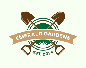 Shovel Gardening Landscaping logo design