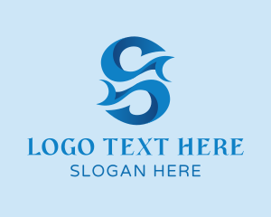 3d - Hook Wave Letter S logo design