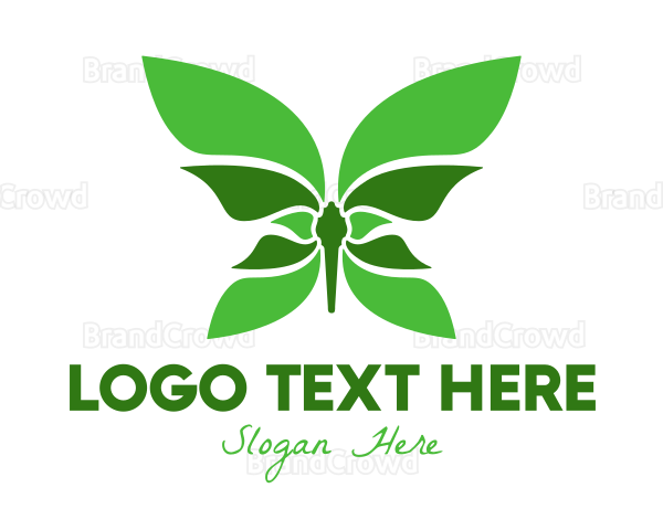 Green Natural Butterfly Logo