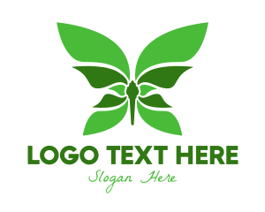 Green Insect - Green Natural Butterfly logo design