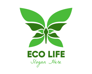 Green - Green Natural Butterfly logo design