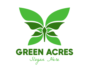 Green Natural Butterfly logo design