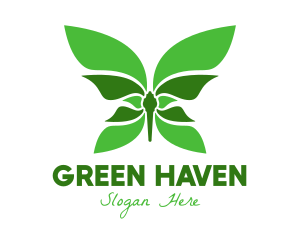 Green Natural Butterfly logo design
