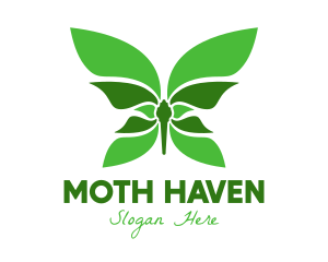 Moth - Green Natural Butterfly logo design