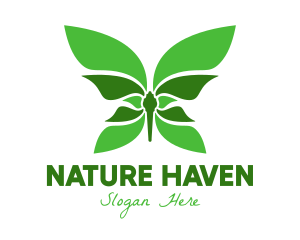 Green Natural Butterfly logo design