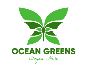 Green Natural Butterfly logo design