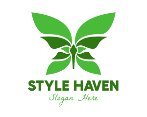 Green Natural Butterfly logo design