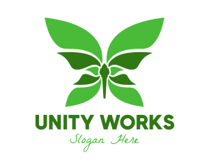 Green Natural Butterfly logo design