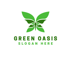 Green Natural Butterfly logo design