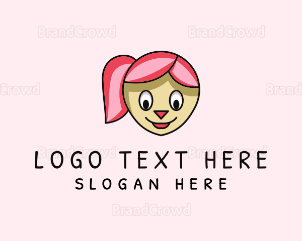 Hair Girl Cartoon Logo