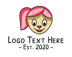 Hairdo - Pink Hair Girl Cartoon logo design
