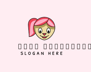 Pink Hair - Hair Girl Cartoon logo design