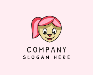 Barber - Hair Girl Cartoon logo design