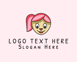 Hair Girl Cartoon Logo