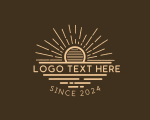 Brown - Vintage Sun Ray Horizon logo design