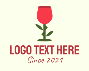 Alcoholic Beverage - Rose Wine Glass logo design