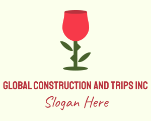 Rose Wine Glass  Logo