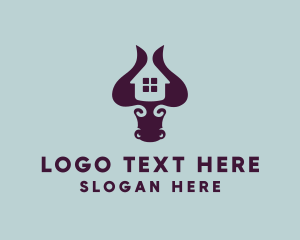 Cow - Bull Horn Realty House logo design