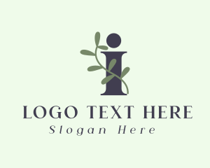 Vegan - Garden Vine Letter I logo design