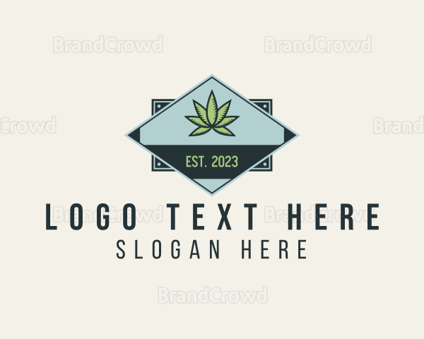Retro Cannabis Leaf Badge Logo