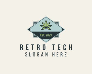 Retro Cannabis Leaf Badge logo design