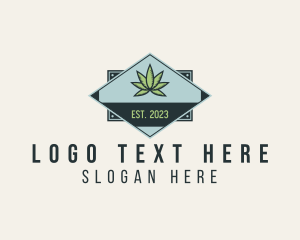 Leaf - Retro Cannabis Leaf Badge logo design