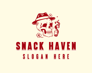 Hipster Skull Bar logo design