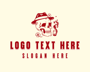 Pub - Hipster Skull Bar logo design