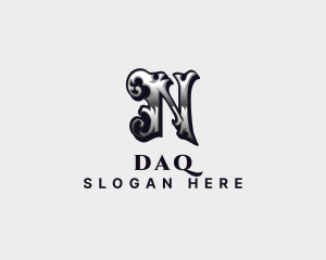 Antique Metal Fabrication Letter N Logo