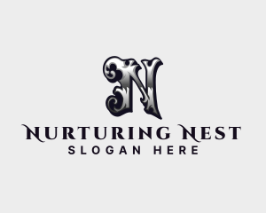 Antique Metal Fabrication Letter N logo design