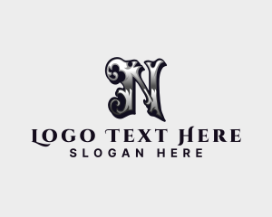 Decorative - Antique Metal Fabrication Letter N logo design