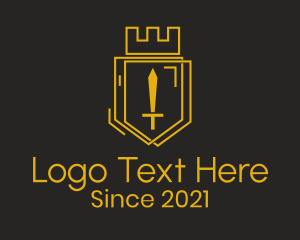 Tower - Turret Shield Sword logo design