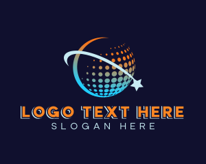 Security - Halftone Globe Star logo design