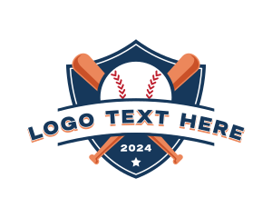 Emblem - Baseball Bat Shield logo design