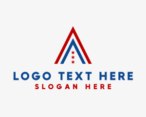 Patriotic - American Flag Letter A logo design