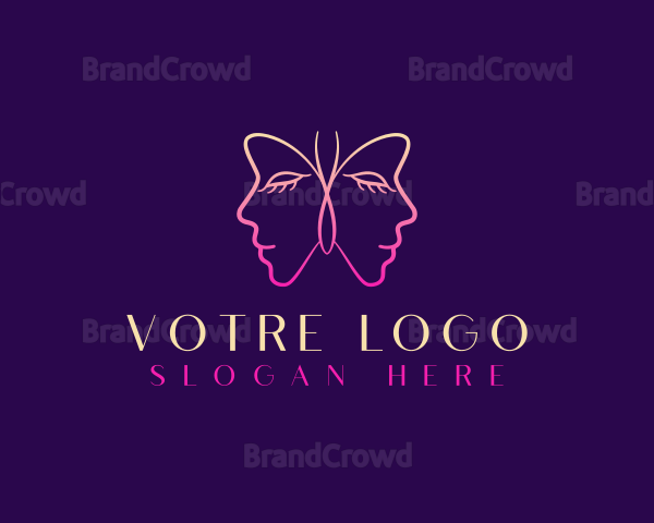 Woman Butterfly Face Logo
