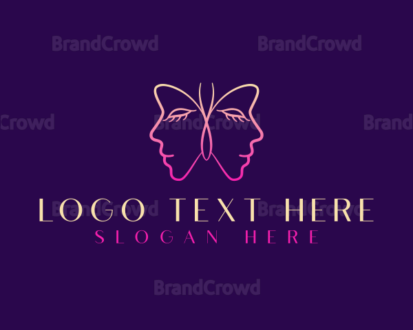 Woman Butterfly Face Logo