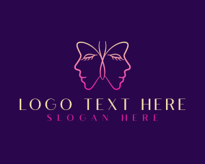 Woman Butterfly Face logo design