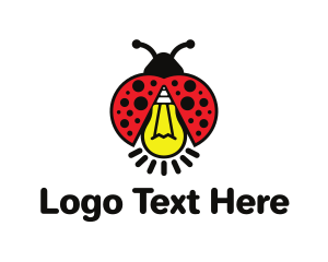 Insect - Ladybug Light Bulb logo design