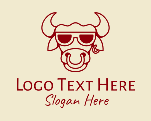 Cow - Cool Bull Head logo design