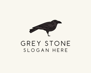 Grey - Crow Raven Bird logo design