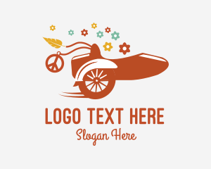 Biker - Flower Delivery Hippie Sidecar logo design