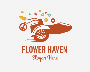 Flower Delivery Hippie Sidecar logo design