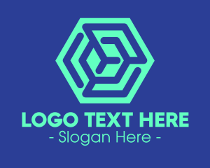 Line - Green Line Hexagon logo design