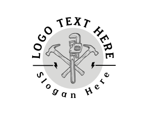 Tradesman - Wrench Plumbing Lightning logo design
