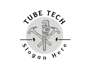 Tube - Wrench Plumbing Lightning logo design