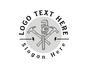 Tube - Wrench Plumbing Lightning logo design