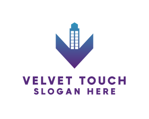 Blue Gradient V Tower logo design