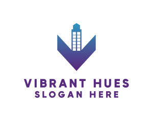 Blue Gradient V Tower logo design