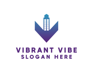 Blue Gradient V Tower logo design